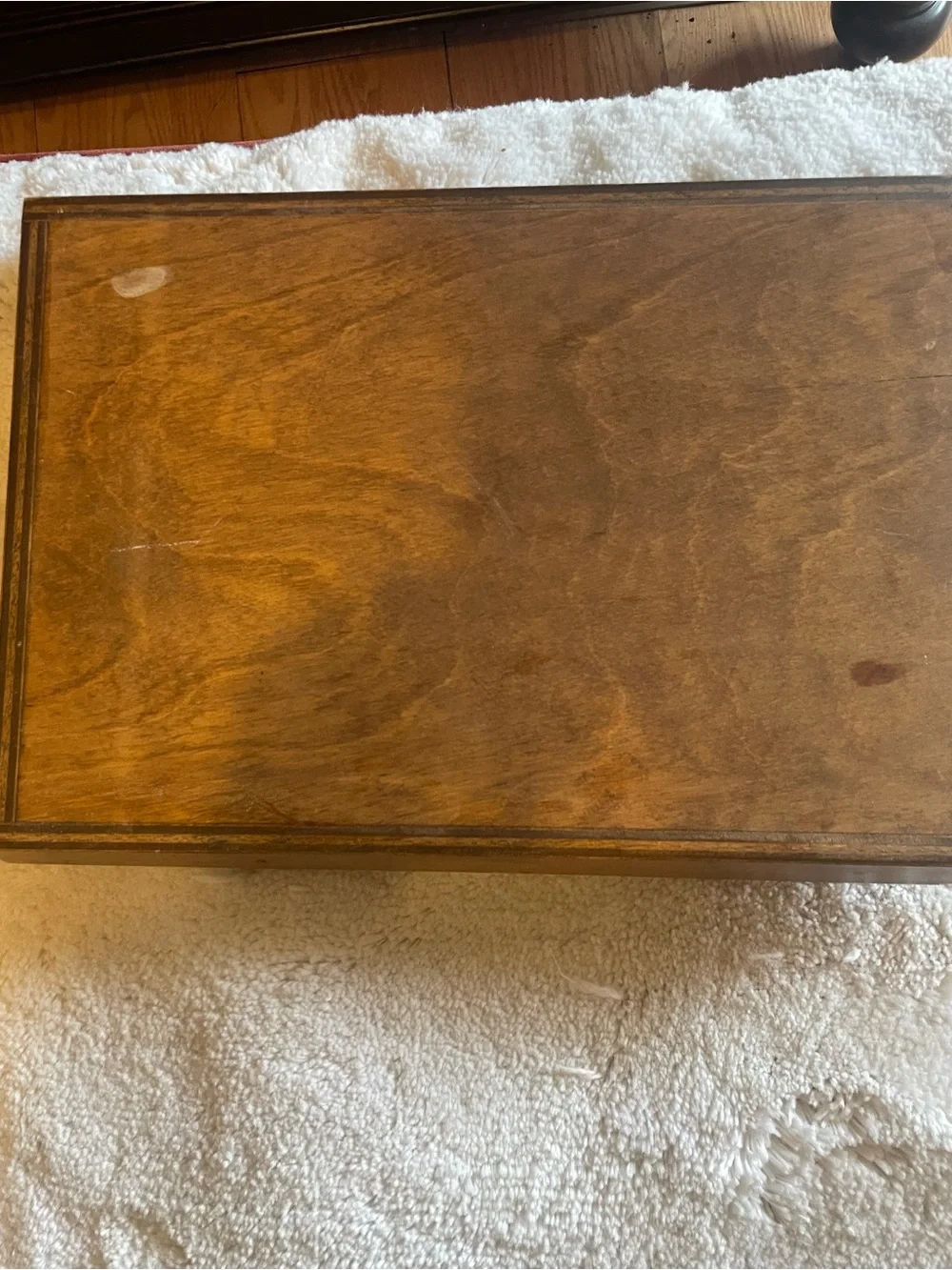 Wooden Serving Tray with Peach Artwork - Brown handcrafted